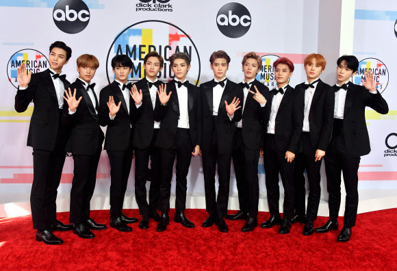 Group NCT 127 poses at the 2018 American Music Awards Red Carpet Event at the Microsoft Corporation Theater in Los Angeles, USA, on the 9th (local time).EPA Yonhap News