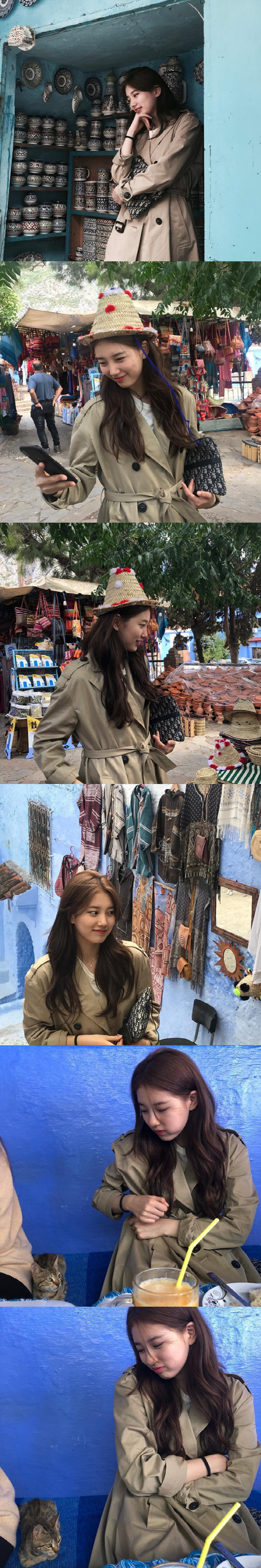 <p>Bae Suzy on his SNS on the 11th, go to go. I uploaded several photos of my trip to Morocco with articles like Pretty Hinds and. Twins.</p><p>In the photo, Bae Suzy showed a dazzling visual in a trench coat. Morocco Walking around the village of Chefchaouen in Morocco, famous for being painted blue all over with a traditional hat, I also got acquainted with Cat.</p><p>Bae Suzy is staying in Morocco, a new drama Bye Bond shooting car with Lee Seung-ki. Bae Suzy will take charge of action intelligence by serving as an assistant manager of NIS Black and Harry.</p>