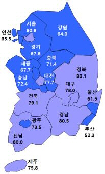지역별 HSBI 10월 전망/주택산업연구원 제공=연합뉴스