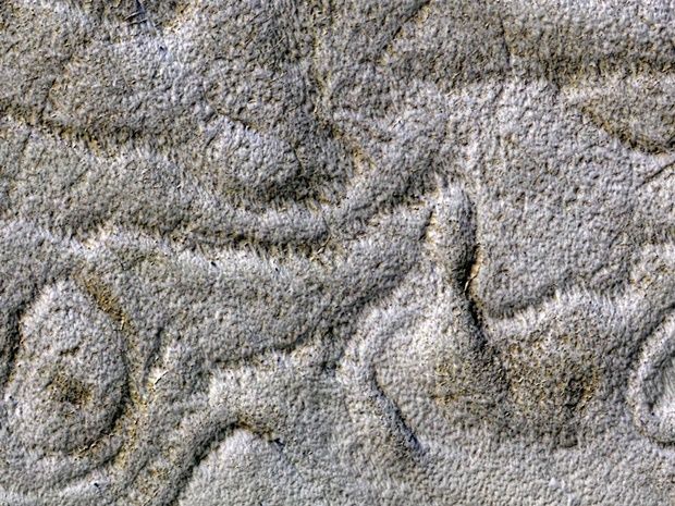 화성정찰위성의 고해상도 카메라가 포착한 화성 남극의 지표면 (사진=NASA/JPL/University of Arizona)