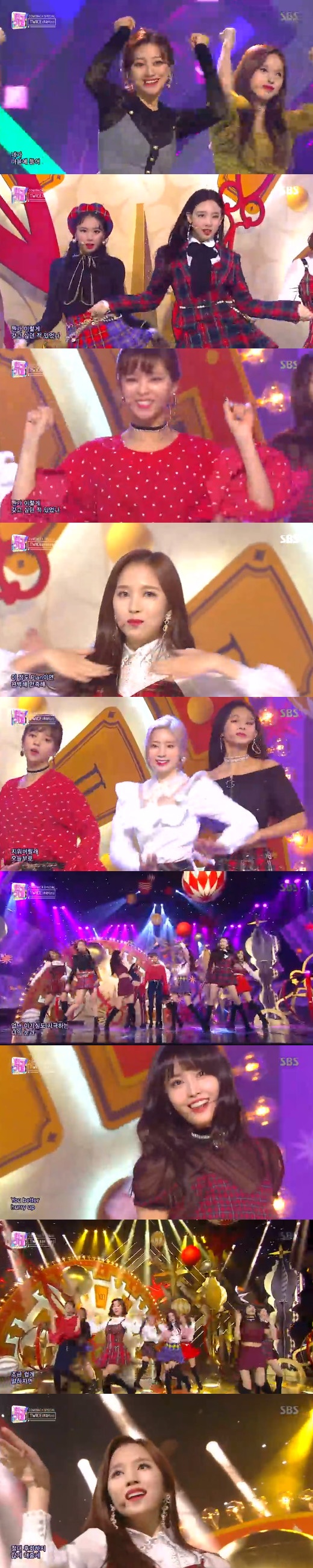 Group TWICE made a high-speed comeback in four months with YES or YES in Inkigayo.TWICE presented the comeback stage of the mini 6th album Yes Or Yes (YES or YES) on SBS Inkigayo which was broadcast on the afternoon of the 11th.They are the ones who made their comeback in about four months after Summer Knights in July.On this day, TWICE performed the title song Yes OReace with the song BDZ (Korean Ver.) in the same name.They hit 10 consecutive hits with more beautiful and different performances.Yes O Yes is a song that tells TWICEs confession that there is only YES answer. It features cute choreography and exciting rhythm of members.The members of Naeyeon, Jung Yeon, Momo, Sana, Ji Hyo, Mina, Dahyun, Chae Young, and Tsuwi show off their colorful personality and show their charm of demanding YES in Jesse Hahns choice.