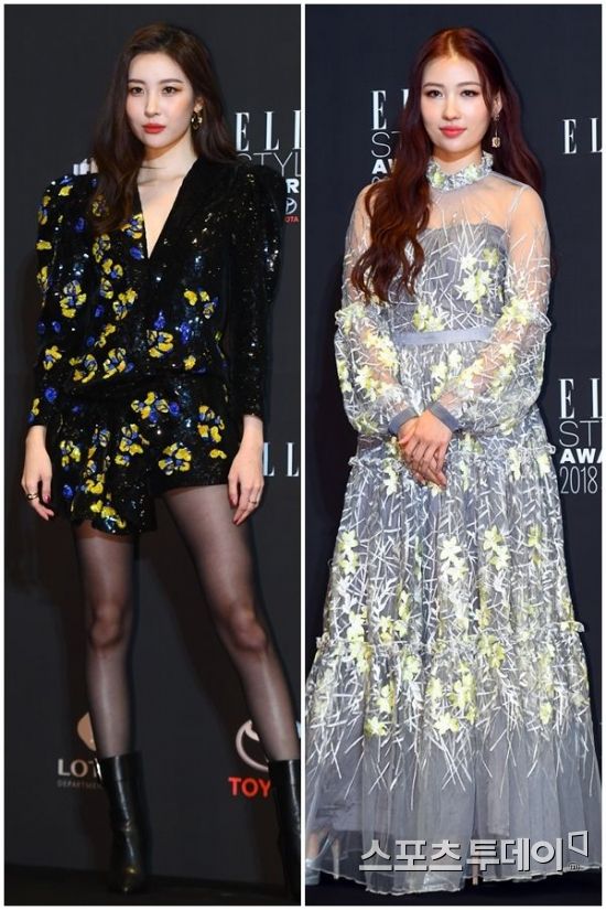 Elle Style Awards 2018 Photo Call Event was held at Grand Intercontinental Seoul Parnas in Samsung-dong, Seoul, Gangnam-gu on the afternoon of the 12th.Singer Sunmi and YouTuber RISABAE, who attended the event, caught the attention of the audience with their similar appearance.