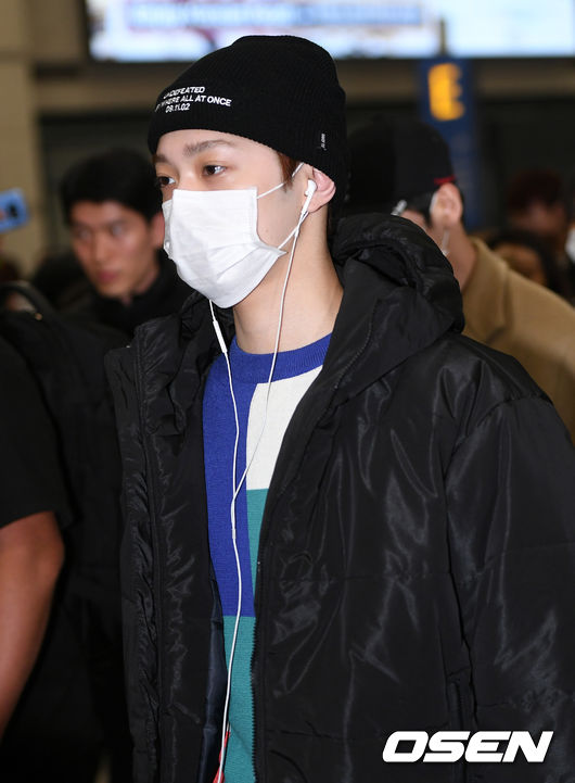 Group Wanna One is returning home through the first passenger terminal of the Incheon International Airport on the afternoon of the 18th after finishing its overseas schedule.Wanna One Lai Kuan-lin is leaving the Arrival Point.