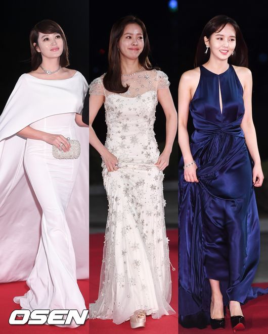 <p> 23 afternoon Seoul Dongdaemun District at Kyunghee University Peace Hall in the Open 2018 Blue Dragon Film Festival red carpet and photo wall at the event, actor Kim Hye-soo, Han Ji-min, Kim So-hyun stance and pose</p>