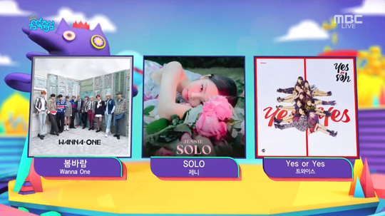 Battle...Whats the Trophy lead?Show! Music Core Wanna One, Jenny Kim, TWICE are the first placeand spreads a fierce battle.MBC music program Show! Show! Music Core (hereinafter referred to as Show! Music Core) broadcast on the 1st, the first place of the first week of DecemberThe candidate has been released.the first place of the dayCandidates include Wanna One in Spring Wind, Jenny Kim in Solo, and TWICE in Yes or Yes.First place on KBS2 Music Bank on the 30th of last monthWanna One, who won the title, Jenny Kim, who continued to record brilliantly with Black Pinks first solo, and TWICE, who succeeded in 10 consecutive hits with Yes or Yes.First place on Battle of the big soundtrack strongExpectations are high on who will hold the trophy in his arms.In addition, Show! Music Core collects Eye-catching with colorful comeback stages on this day.Debut The key to returning to the solo Regular album in 10 years, EXID, which came back completely in two years with the joining of Solji, and the red velvet, which showed off its girl crush charm, will lead to the colorful comeback of Believe Mammu Mamamu.PhotosCaptaining MBC Broadcasting Screens