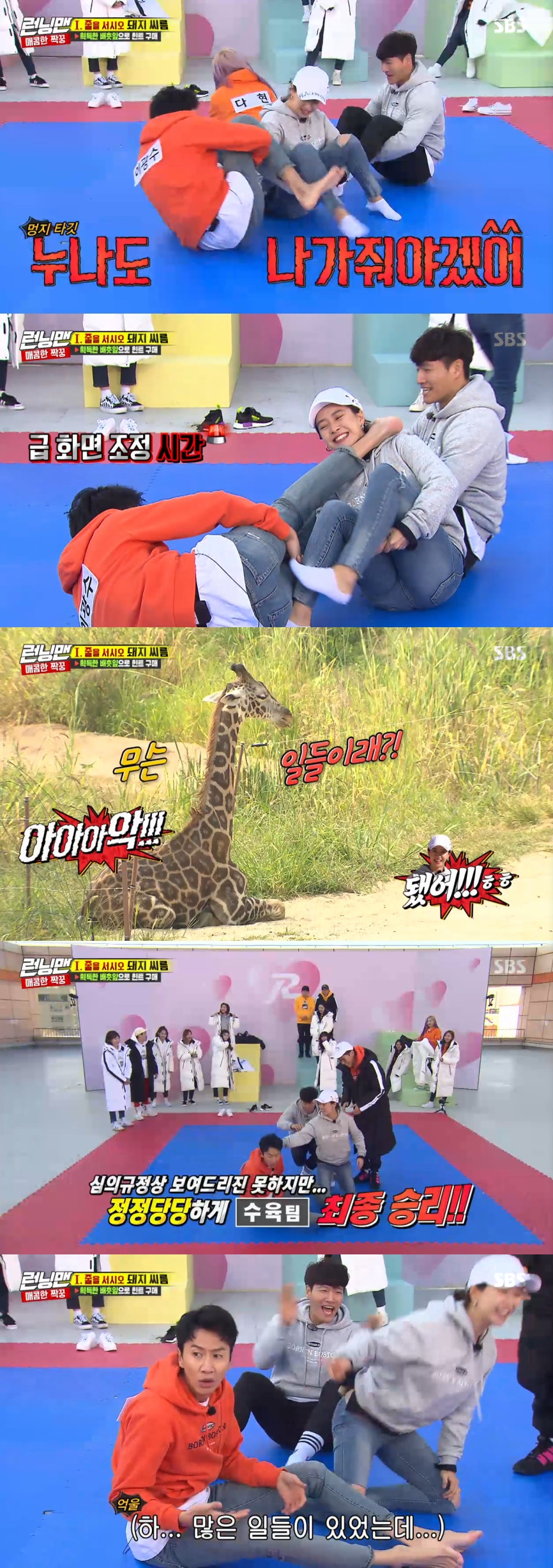 Lee Kwang-soo expressed his displeasure at Song Ji-hyos attack.On December 2, SBS Running Man, a Porco Rosso wrestle was held to push the opponent team.Lee Kwang-soo tried to attack Song Ji-hyo as a target during the crazy Porto Rosso wrestling game.Song Ji-hyo, who discovered this, fired a counterattack.But the scene was replaced by animal video, with the caption class screen adjustment time on the screen.Lee Kwang-soo was absurd, and Running Man said, I can not show you under the deliberation rules, but the team has won fair and square.In the end, Song Ji-hyos performance (?) led to the final victory of the team, which includes Kim Jong-guk and Song Ji-hyo.