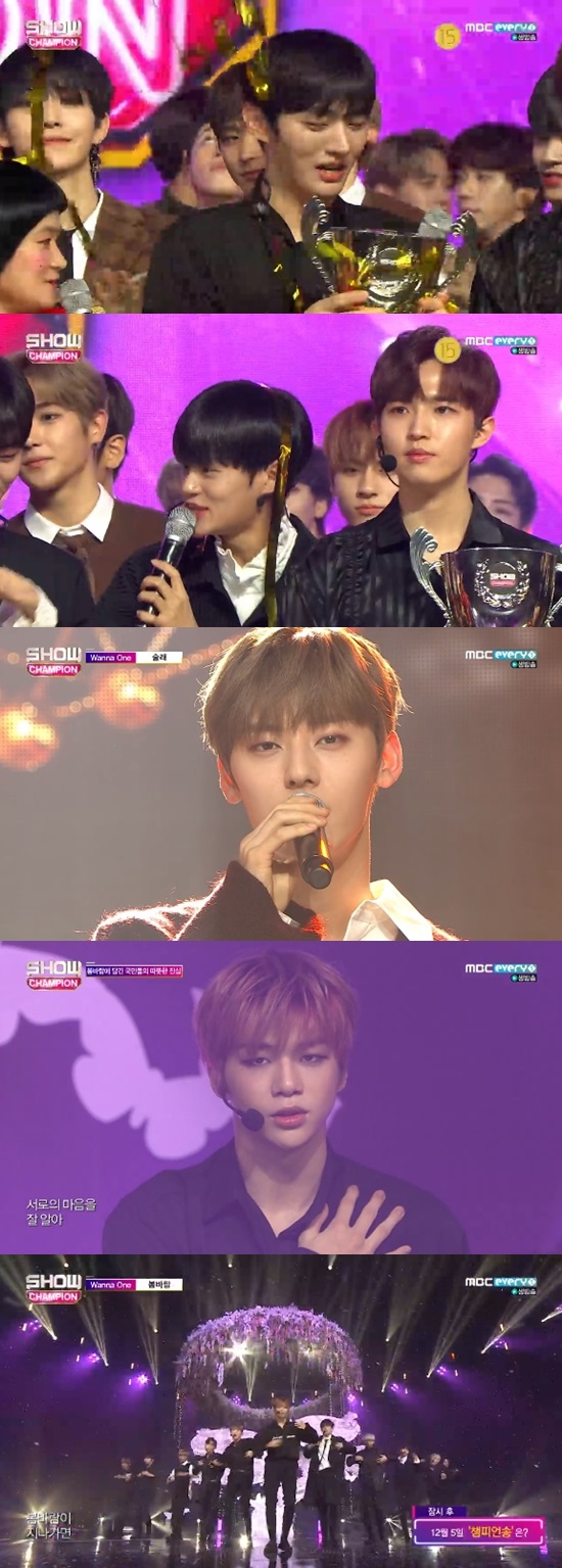 ..comeback rushes such as Yubin and Mamamu.Wanna One gets first place at the same time as comebacktook the place.On MBC Everlons Show Champion broadcast on the 5th, Wanna One among MINOs Annakne (Minho), Bitubis Beautiful and Affliction, Wanna Ones Spring Wind, EXIDs Allerview, and Twice Yes or Yestook the place.Wanna One members took one and one microphone and thanked the fans.first placeWanna One, who won the title, also set up a comeback stage: Sulae and Spring Wind to complete the beautiful stage.Not only Wanna One, but also a variety of singers made a comeback on the Show Champion.First, in June, Yubin, who stood alone as a lady, returned to Thank U Soo Moo Much, which became more sexy and cool.EXID, which has been comeback with Solji for a long time, showed EXIDs excitement through Allerview stage.Believe in Mammu Mamamu showed a different sensibility with Wind Flower, and Lovelyz showed off her charm of pure charm with Find.In addition, Celeb Five, which MC Kim Shin-young belongs to as a leader, unveiled the shutter stage for the first time in music rankings.The boy group also made a big comeback.NCT127 showed a hip-hop swag that became heavier with the Korean version of Chain and Simon Says, and The Boys showed an intense stage that seemed to be breathtaking with No Air.In addition, the show featured Golden Child, Hot Shot, JBJ95, Train to Fall, The Man Black, Dream Notes, Decrunch and May.Photo = MBC Everly One broadcast screen