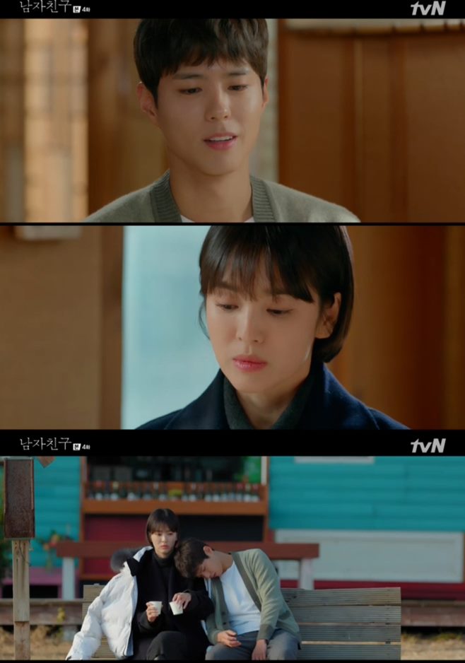 For Park Bo-gum, Song Hye-kyo was just a cute, sometimes weak, and human woman; he began to treat Song Hye-kyo as a woman in earnest.In the 4th episode of the TVN drama Boyfriend (played by Yoo Young-ah, directed by Park Shin-woo) broadcasted on the 6th night, the romance of former chaebol daughter-in-law Cha Claudia Kim (Song Hye-kyo), free young man Kim Jin-hyuk (Park Bo-gum), and the surrounding characters Jung Woo-seok (Jang Seung-jo), Cha Jong-hyun (Moon Sung-geun), Jin Mi-ok (Nam Ki-ae), The daily history surrounding Cho Hye-in (Jeon So-ni), Nam Myung-sik (Kwon Chang-seok), Jang Mi-jin (Kwak Sun-young), Kim Jin-myung (Pyo Ji-hoon), Kim Hwa-jin (Cha Hwa-yeon), Kim Sun-ju (Kim Hye-eun), Lee Jin-ho (Kim Ho-chang), and Koo Eun-jin (Park Jin-ju) was drawn.On this day, Jinhyuk expressed his mind without filtering to Claudia Kim and appealed to his favorite mind continuously.Claudia Kim, an adult, could not simply accept all of the hearts of Jinhyuk.Woo Seok, who is still in a hurry to Claudia Kim, revealed to Mother Kim Hwa-jin that he does not want to live as a chaebol person and that he will live as a Jung Woo-seok.Along with this, he still felt a desire to regain Claudia Kim.Kim Hwa-jin investigated every move around Claudia Kim, a former daughter-in-law.Hwajin has seen Jinhyuk nearing Claudia Kim, and the relationship between Jinhyuk and Claudia Kim is expected to become a crisis for the surrounding people.Kim Hwa-jin was in contact with Cho Hye-in, Jin-hyuks best friend.Kim Hwa-jins aide ordered Cho Hye-in to harm Claudia Kim, but the righteous Hye-in refused to do so.Claudia Kim was in a car accident on the road, and Jinhyuk, who saw Claudia Kim, rushed to the road and dealt with the man who was the opponent driver.Jin-hyuk grabbed his hand, saying to Claudia Kim, who reacted sharply and sensitively, Its like a struggle to do this.Jinhyuk walked Claudia Kim home and treated Claudia Kim as a woman as a man.Jinhyuk did not forget that this was Claudia Kims birthday, and walked him to the car and handed him a gift.However, Claudia Kim was saddened by the refusal to say to Jin-hyuk, I do not want to be associated with Kim Jin-hyuk anymore, it is burdensome because it is strange.Claudia Kim was reluctant to give Jinhyuk her birthday Gift, and a man who could not push her away was shaking her daily life.