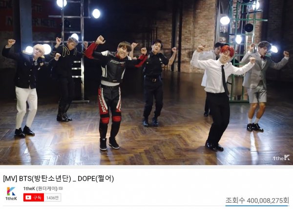 BTSs KAURE Music Video has surpassed 400 million views.According to his agency Big Hit Entertainment, the Music Video of BTS mini album Hwayang Yeonhwa pt.1, which was released in April 2015, exceeded 400 million YouTube views at 3:57 am on the 12th.This is the sole view of the KAU Music Video posted on the WonderK (1theK) YouTube account, which is 49.74 million combined with the Music Video views of BTS official YouTube account of Big Hit Entertainment.As a result, BTS has surpassed 400 million views, including DNA, which exceeded the first 500 million views of the Korean group, Burning and Ka, and has three Music Videos exceeding 400 million views.The Than is an intense electronic hip-hop sound that contains autobiographical contents of BTS members who are devoted to Music day and night.