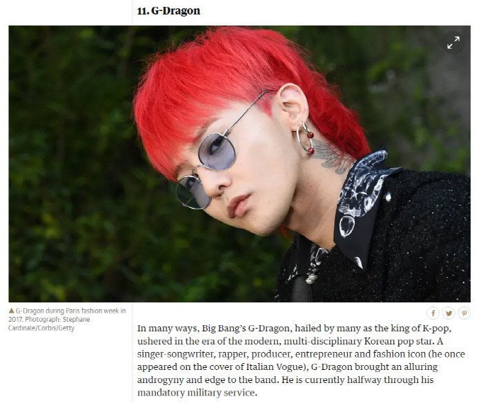 G-Dragon (real name Kwon Ji-yong and 30) of the group BIGBANG and Jimin (real name Park Jin and 23) of BTS were included in the 30 Best Boy Band members selected by the British daily newspaper The Guardian.The Guardian ranked G-Dragon 11th in the list on the 13th (local time), saying, BIGBANG G-Dragon, which is called the king of K-pop in many ways, is a modern and genre-wide K-pop star.He has brought fascinating and neutral elements to the team as a singer-songwriter, rapper, producer, entrepreneur, and fashion icon, he added. G-Dragon is currently fulfilling his military duty.In recent BTS London performances, Jimin showed off his sex appeal by showing off his abs with a mistake by playing the solo track Serendipity, said Jimin, who was named 17th.Earlier, 20,000 spectators gathered at the BTS solo concert held at the London Otu (O2) Arena in the UK on October 11th.Otu Arena is a venue that has been visited by global top stars such as Coldplay, Madonna, Beyonce, Adele and Ed Sheeran.BTS is a 21st-century Beatles and global pop sensation, in that it brings in a love of mania and devotion, the BBC reported at the time.In addition, The Guardian ranked Michael Jackson as the Jackson Five childhood member in the top Boy Band member of all time.Robbie Williams, who stood as a rock star while working as Boy Band Take That, ranked second, Justin Timberlake, who came from EnThink, and Harry Styles, a star produced by One Direction, ranked fourth.