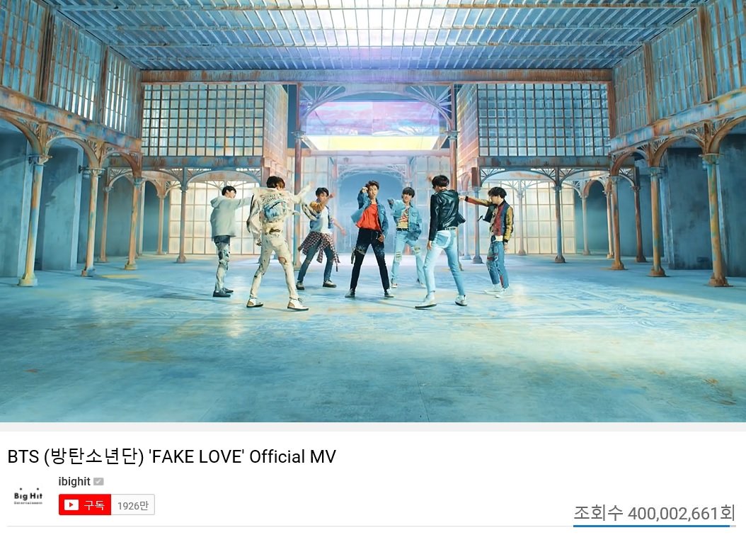 The title song Love Yourself (LOVE YOURSELF Tear) Fake Love Music Video, released in May, exceeded 400 million YouTube views at 5:22 pm on the 15th.As a result, BTS will have a music video that exceeds 400 million views, including DNA, Burning, Fake Love.This is the first and most recorded Korean singer.Fake Love Music Video expresses the sensitivity of dark farewell with the realization that love that I thought was fate was a lie.BTS intense and perfect performance and sensual and sophisticated visual beauty are added to the colorful set, giving a different attraction.It reached #10 on the Hot 100, the main chart of the US Billboard, setting the Korean group record.In addition, BTS also has three 300 million views of Music Video: Not Today, Spring Day, Idol, and Danger, a remix of MIC Drop, and four 200 million views of Music Video, including Savage ME. It has four more 100 million views of Music Videos, including I NEED U, Hormon War and Dayman.