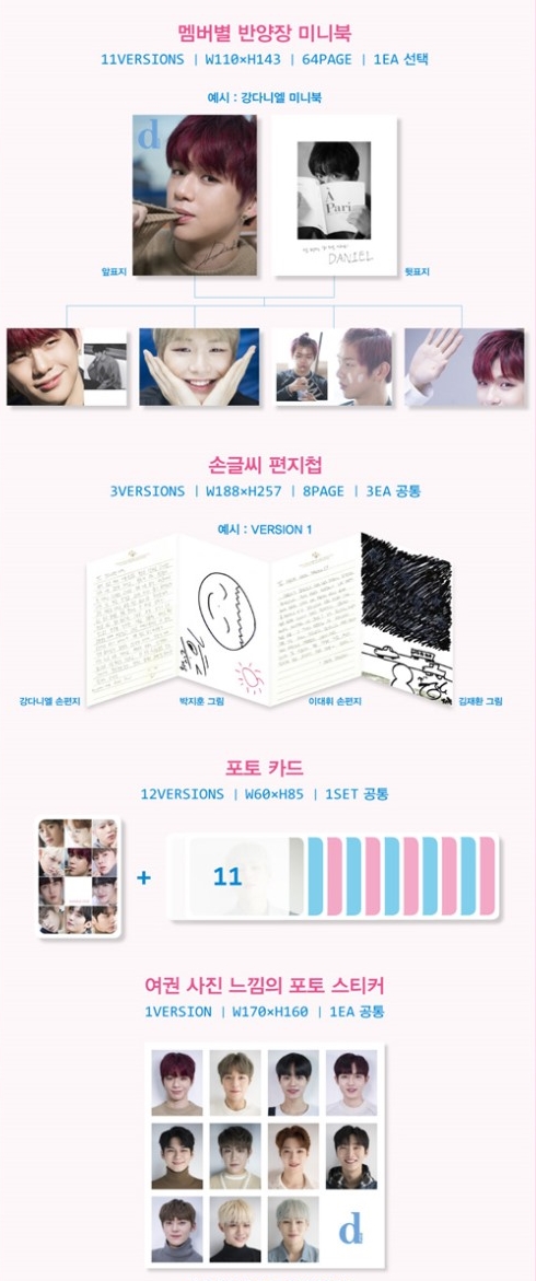 I give it to Wannable.Wanna One will present a picture to decorate 2018. Its a 232-page decorating of Diaicon. Diaicon is a photo magazine made by Diaicon.You can check out Wanna Ones last three months: You can enjoy the album preparation process, a Pattaya healing tour, and Christmas party pictorials.You can also meet HD Photos you have worked with.Theres plenty to read: The members wrote to themselves in the future: Theres also a Post-it answering the question of Wannable - drawings of themselves imagining 2019.You can also meet Wanna One of its own, which no one knew, but you can also see: I feel cute (even I think) when I play with Cat.I am very charming to Cat. Lai Kuan-lin cited Shoulder as his point of attraction.The most confident body part is the shoulder, said Lai Kuan-lin, and I will work out harder next year and show you a wider shoulder.Bae Jin-young said, Wanables like my charm a lot. My point of entry seems to be Loves bullet hard.Diaikon also presents a previous class appendix: It also offers a mini-book (64P) for each member following a 232-page photo book, rather than another episode that closes up the face of the member.Here, I also prepared a letterbook, a photo card, and a sticker.Park Ji-hoon said in his hand letter, I am a fan fool who loves my fans too much. He said, I have all the letters and gifts written by fans.I want to collaborate with Hayes, and she promised me (I already), Lee said. Park Jin-young and Stern are also singers who want to work together.Yoon said he wanted to perform at a small theater. I have met fans at a big theater.It was good to see many fans, he said. I want to meet closely at the small theater next year and communicate with them. Wanna One talked about Love about Wannable throughout the filming of Diaicon. Ha Sung-woon said, I met Wannable and knew Love. Wannable made me happy.I pray that Wannable will feel happy, too, he said.Ong Sung-woo painted Heart on the task of expressing himself in a painting; he said, There are so many Loves that have not yet been expressed (in Wannable).I want to continue to convey various love next year and later. I got an excessive love this year, I will work hard next year, I will not let you down, Park said.Kim Jae-hwan added, I want to be a singer who is comforting when it is as hard as the star in the night sky.Finally, Hwang Min-hyun said, I was able to remember the past year with the filming of the diacon. It was a very pleasant time. I hope to be warm while watching the cold winter, diacon.Meanwhile, the company has started selling online reservations. It can be ordered at Interpark, Yes24, Kyobo Bookstore, and Aladdin.
