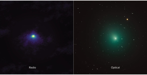 ALMA가 포착한 전파이미지와 아마추어 천문가가 찍은 사진 [ALMA(ESO/NAOJ/NRAO), M.코디너, NASA/CUA; 데릭 드미터, 에밀 뷰엘러 플라네타륨]