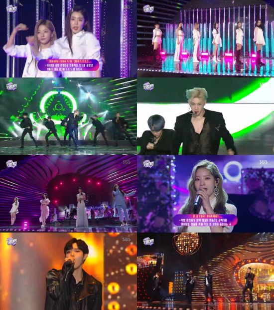 2018 SBS Gayo Daejeon (hereinafter referred to as Gyo Daejeon), which was broadcast on the 25th, was broadcast live by broadcaster Jeon Hyun-moo and actor Jo Bo-a at the Kai Dome in Gocheok, Seoul.On this day, Gayo Daejeon was staged by BTS, EXO, Wanna One, REDVelvet, WINNER, Apink, Stern, Monstar X, NCT, Seventeen, BtoB, TWICE, Black Pink, Icon, Mamamu, Momoland, Girlfriend, GodSeven.The song Daejeon attracted Eye-catching with a special collaboration stage covering the past, present and future under the theme of The Wave (THE WAVE).First, the group of newcomers The Boys, Stray Kids, and (girls) who shined the year 2018 opened the door with a ribbon-based dance collaboration stage.In addition, members of the popular group presented their past hit songs on the theme of the new retro New Tro.REDVelvet Irene, Slgi, Joy and TWICE Chae Young, Tsuwi and Momo reenacted the group S.E.S Dreams Come True, announcing the return of the fairy.In addition, the group Monstar X Shennu, Wonho and Group Seventeen Hoshi, Mingyu, and the group Wanna One Woojin and Jin-jin transformed into a beast stone by showing the Again & Again stage of Group 2PM.Seventeen first released Call Call (CALL CALL) in Japan, following Whats the Myth, in Korean version.Monstar set a strenuous and sexy stage with Shoot Out.Live strongman BtoB gave an emotional stage with the hit song Beautiful and Aching.EXO Dio, Baek Hyun, Chen, and Chan Yeol attracted Eye-catching by singing ballad Memory of December as a special stage.REDVelvet showed off its splashing charm with a series of Bad Boy and RBB; Apink also showed off her sexy charm with the stage No 1.The icon called I will die and I loved you one after another and led to the Taechang.WINNER Song Min-ho, who played solo singer this year, first unveiled the start point stage and attracted Eye-catching.After finishing the Anakne stage, he set up a new song Millions with Baro WINNER.Black Pink Jenny also continued her Toodoo and Forever Young stages with Baro Black Pink after finishing the Solo stage.