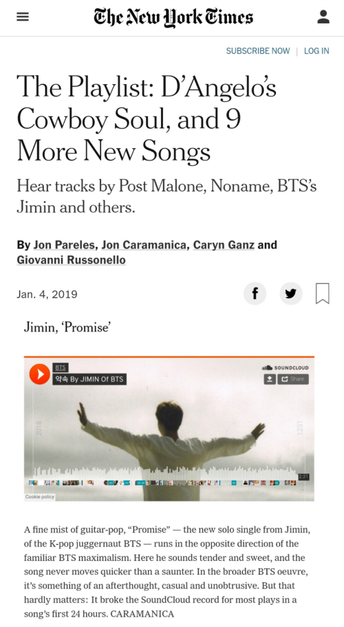 New York Times New Song You Should Listen BTS Jimins own song Promise