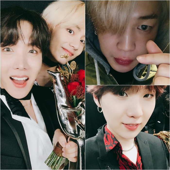 BTS members delivered their trophy shots and awards through official Twitter on the 7th.The members in the public photos are posing with their own personality with the Golden Disc Awards trophy.All members thanked Ami (fan club); BTS said, Thank you so much for joining us yesterday; I am happy and happy thanks to Ami, thank you.I think youre always getting stronger and active because of you, and we believe in each other and we are happy this year, and we should not be congratulated, but we should be congratulated.BTS received a hot love for its third album LOVE YOURSELF, which was released in May and August last year, and Answer, a repackaged album LOVE YOURSELF.Both albums sold well over one million copies and proved highly popular.