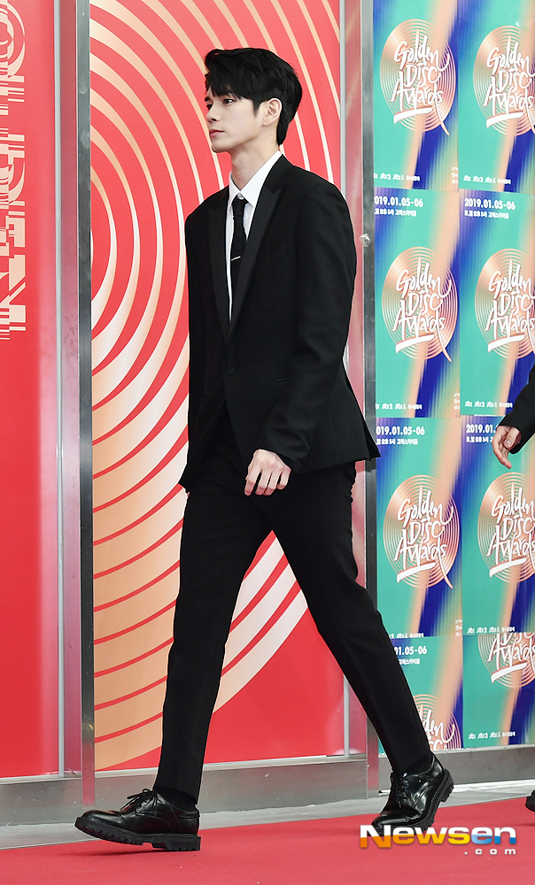 Wanna One Ong Seong-wu enters the red carpet and photo wall ahead of the awards ceremony for the 33rd Golden Disc Awards at Gocheok Sky Dome in Guro-gu, Seoul, on the afternoon of January 6.