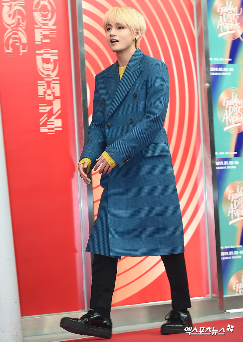 Group BTS V and Jimin who attended the 33rd Golden Disk Awards red carpet event held at Gocheok Sky Dome in Guro-gu, Seoul on the afternoon of the 6th have photo time.V Blues Show Out on Red CarpetsV A flower on a red carpetV Grand of the Worlds Most Beautiful RankingsJimin beautiful in the atmosphereJimin Cutty-Pod SmilesJimin Heavenly Visual