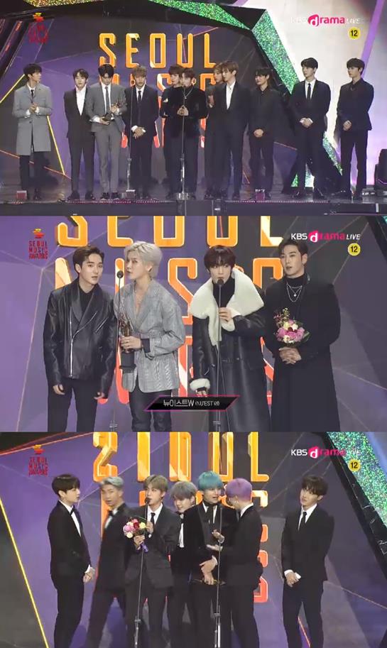 Boy group Wanna One, New East W and BTS won the main prize.Wanna One, New East W and BTS attended the 28th High1 Seoul Song Awards held at Gocheok Sky Dome in Guro-gu, Seoul on the afternoon of the 15th and won the 5th, 6th and 7th awards ceremony.First, Wanna One Yoon Ji-sung said, Thank you to Wannable every minute, every minute, I hope you have a good New Year. Ong Sung-woo said, The end and start stations are the same.I am grateful and loving Wannable to join us at our beginning. New East W JR said, Thank you to Love for presenting us a happy day. We have a lot of opportunities to do and we have not done so far.I will always be a group that shows a good look without losing my initials. Thanks to Ami, I can do this good music. I have not yet released a song, but I am preparing for a new album so please wait a little.Please watch our juniors, V said. I will only give you Happiness until the end of the golden pig year.Wanna One, Wannable, New East W and Love, BTS and Ami added to the feeling of feeling of sticky affection with fandom.