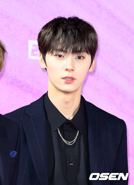 <p> 15 Afternoon Seoul Gocheok Sky Dome on the 28th to Seoul. Awards’ Red Carpet ceremony was held.</p><p>Group Wanna One Hwang Min-hyun the Red Carpet on tread and</p>