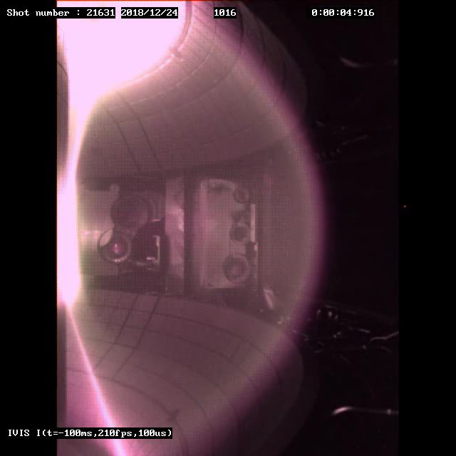 초전도핵융합연구장치(케이스타)에서 플라스마 이온온도 1억도가 달성됐다. 플라스마가 1억도까지 올라가면 투명해서 육안으로 보이지 않는다. 플라스마 캡처 사진. 국가핵융합연구소 제공