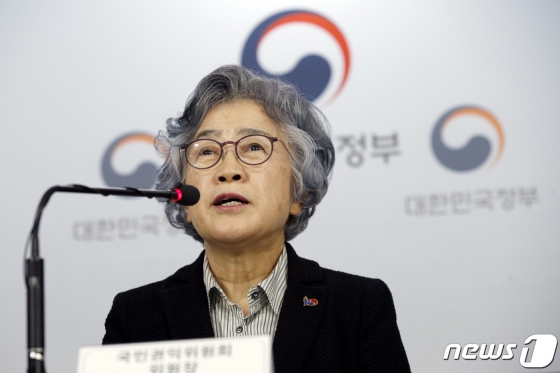 박은정 국민권익위원회 위원장이 20일 오전 서울 종로구 정부서울청사에서 공공기관 채용실태 정기 전수조사 결과 및 개선대책을 발표하고 있다. /사진제공=뉴스1