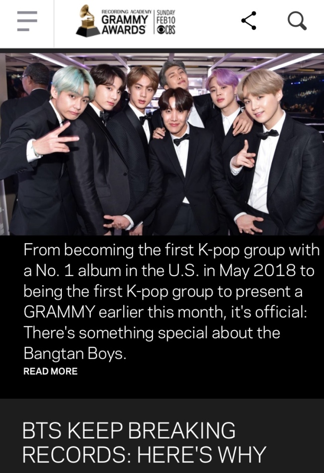 Why the K-pop phenomenon BTS continues to break the record through the official Grammy Awards website on the 22nd (local time).The BTS focused on five reasons different from other groups and the phenomenon of United States of Americas enthusiasm.For the first reason, I heard the case of selling performances that deal with important topics such as narcissism and become one with the audience, saying, BTS exceeds expectations.BTSs various costume change and stage technology also mentioned the review of pop music critic Michael, who showed the effect of breaking the LA Times evaluation and notion that it was creepy.The next reason is that BTS gracefully crosses genres, stresses that it is not a lick of transiently fashionable music, and that BTS members have a special talent to contribute to the group.For example, Jimin in Serendipity praised Jimins special talent by citing a review by the New York Times pop music critic John KARA Mania, who showed dance movements like The Matrix as if he were doing elegant dance.Serendipity was released as a full version in August 2018 after the intro in 2017, and was completed with the choreography of world choreographer Brian Fussforce, and received a hot response throughout the overseas tour.Serendipity is one of the stages that has a reputation for high-quality choreography and a high level of choreography because it includes the control of the strength of the power that is restrained in soft beauty, and 360 degree rotation choreography that can be accompanied by flexibility and technology.The Highlight stage is a stage where Jimin turns back and turns back lightly 360 degrees, and most of the spectators who see it are unable to shut up.Jimins choreography expression, which is different from ordinary idol dance as a major in modern dance in prestigious arts and arts, is likened to the scene of the movie The Matrix.This unrealistic scene, likened by John KARA Mania, is famous enough to remind the word The Matrix itself of this scene.Serendipity was praised by Billboard.com for It was the most fascinating moment of the night at the time of the Love Yourself tour and was evaluated by United States of America music channel MTV for It was a sweet and elegant voice and sensual stage.BTS, who attended the 61st Grammy Awards, was evaluated as a successful Grammy Award after thinking of fans as family members and their music is coming sincerely.