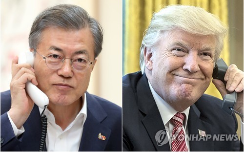문 대통령, 트럼프 미 대통령과 통화 (서울=연합뉴스) 문재인 대통령이 28일 오후 청와대 관저에서 도널드 트럼프 미국 대통령과 통화를 하고 있다. 문 대통령은 이날 베트남 하노이에서 열린 북미정상회담 결과에 공유하고 의견을 나눴다. 2019.2.28 [청와대 제공 ·연합뉴스 자료사진] hkmpooh@yna.co.kr