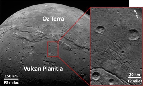 명왕성 위성 카론의 충돌구 [NASA/JHUAPL/LORRI/SwRI 제공]