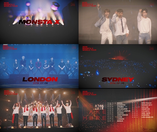 Group Monstarrrrr X will take its third world tour.Starship Entertainment recently released posters and spot videos of 2019 World Tour <2019 Monstarrrrr X WORLD TOUR WE ARE HERE <2019 Monstarrrrr X World Tour Wiah Hir) on Monstarrrrr Xs official SNS and YouTube channels, respectively, and focused attention on global fans.Monstarrrrr X will be enjoying various cities around the world including Asia, Europe, North America and South America starting with the 2019 Monstarrrrr X WORLD TOUR WE ARE HERE IN SEOUL at the Seoul Olympic Park SK Olympic Handball Stadium on April 13th and 14th.After the Seoul concert, the tour will be held in Bangkok, Thailand on June 1, the Netherlands Sydney on May 5, Melbourne on August 8, Madrid on July 29, Amsterdam on July 3, Amsterdam on the Netherlands, Paris on June 6, London on September 9, and Berlin on July 13.The North and South American tour will be held on July 19 in Sao Paulo, Brazil, Mexico City on July 21, United States of America Dallas on November 25, Houston on July 27, Atlanta on August 30, New York City on August 3, Chicago on June 6, and Los Angeles on October 10.Monstarrrrr X has proved its global growth by visiting more colorful countries and cities every year on a world tour.This year, Sydney and Melbourne of the Netherlands have been selected as World Tour City for the first time, raising expectations for the Netherlands fans.