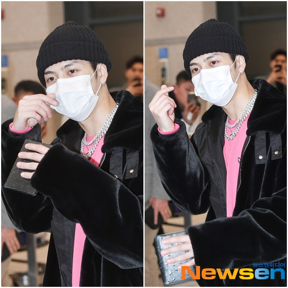 Singer GOT7 Jackson arrives at Incheon International Airport in Unseo-dong, Jung-gu, Incheon, after completing his overseas schedule on March 24th.useful stock