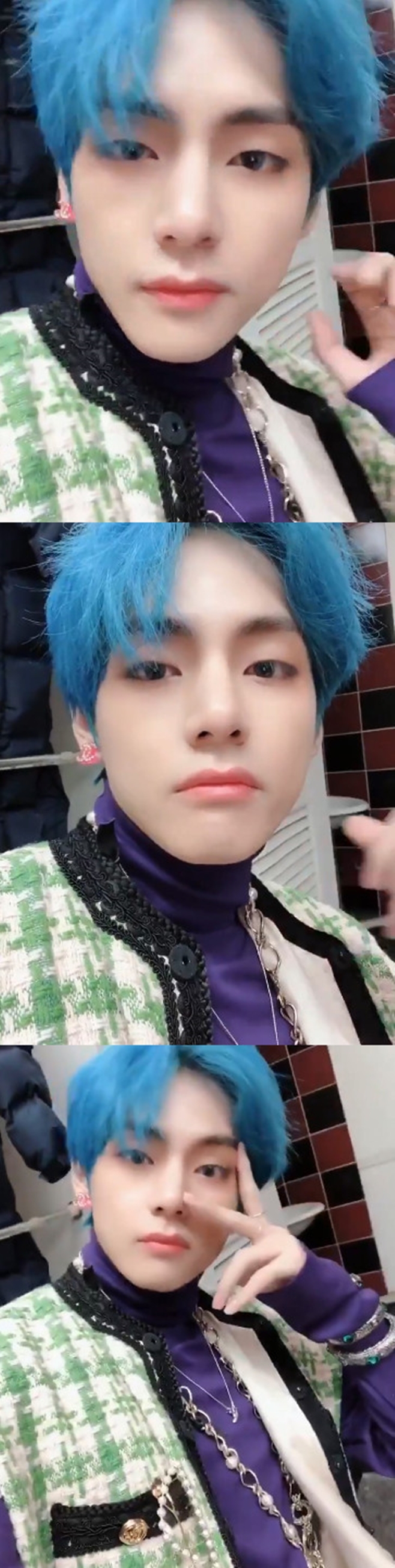 BTS member Vu has released a self-camera.On the 3rd, Vu released a self-camera video on the official SNS.In the public image, there is a picture of a buff dyed blue hair.Vue took various poses, such as posing V while looking at the camera and pressing the ball with his fingers.The group BTS, which he belongs to, will release their new album Map of the Soul: Persona (MAP OF THE SOUL: PERSONA) on the 12th.