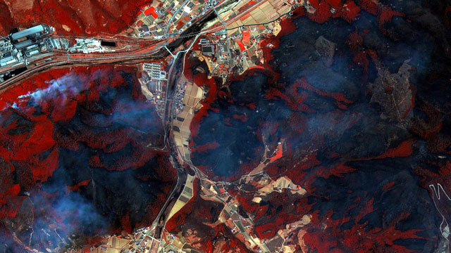 아리랑 3호가 찍어온 강릉 옥계 지역 위성사진 (4월 5일 오후 1시)