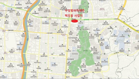 수성범어지역주택조합 사업장 위치도.