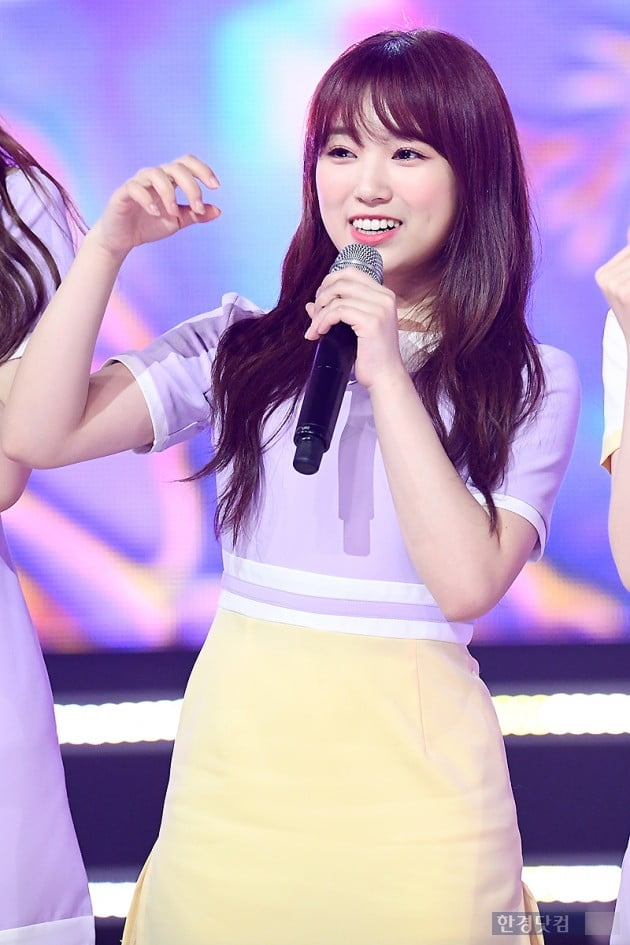 Group IZ*ONE Yabuki Nako is performing an encore performance after winning the Champion Song at the MBC Music Show Champion on the afternoon of the 10th at MBC Dream Center in Goyang City, Gyeonggi Province.