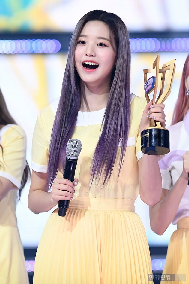 Group IZ*ONE Jang Won-young is performing an encore performance after winning the Champion Song at the MBC Music Show Champion on the afternoon of the 10th at MBC Dream Center in Goyang City, Gyeonggi Province.