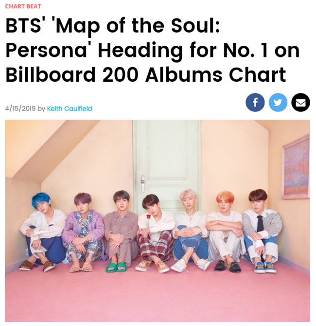 BTS Map of the Soul: Persona is going to be number one on the Billboardss album chart 200, the US Billboardss reported on the 16th (Korea time).The aggregate period remains, but the sales volume of BTS albums is overwhelming, so it seems to have been announced in advance.Billboardss said, BTS is expected to get 225,000 album figures from 200,000 points by the 18th. The Billboardss 200 chart, which will be released on April 27, will be released on the website on the 21st. He said.If BTS is in the top spot, it will be the third Billboardss 200 to be ranked first after the previous works Love Your Self and Love Your Self.BTS new song Boy With Luv for Small Things has also surpassed 100 million views in the shortest time in the history of YouTube music videos.At 7:37 am on the 14th, 37 hours and 37 minutes after the release, the worlds shortest record was over 100 million views on YouTube.As a result, BTS added its 18th 100 million view music video and broke its own record of music video exceeding 100 million views of Korean singer.