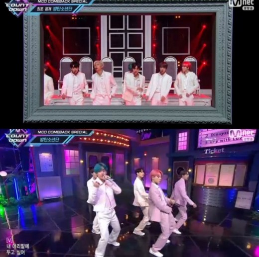BTS presented its comeback stage on M Countdown.BTS took the stage on Mnet M Countdown broadcast on the 18th.On this day, BTS performed the title songs City for Small Things, Diony Source and Make It Light.In particular, the stage of Make It Light and Dionysus attracted attention as the first World to be released. BTS took control of the stage with its unique sword dance and overwhelming performance.BTS showed love for fans at the mini fan meeting, I wanted to see you guys and We have been running hard to meet you.IZ*ONE Violetta took the top spot on the day; Momorand finished second.
