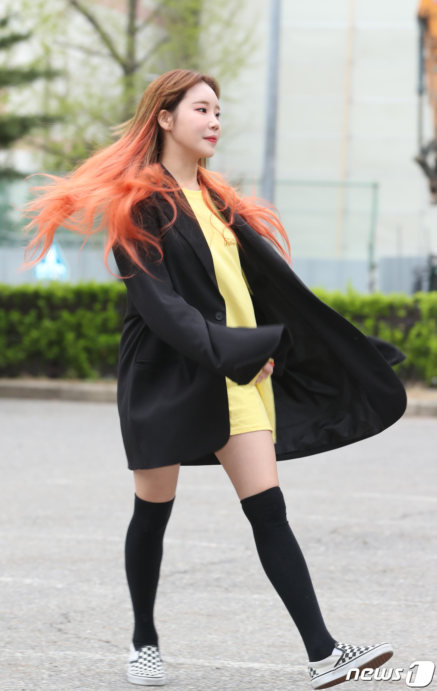 Seoul: = Momoland Jui attends a rehearsal for KBS2s Music Bank (Mu Bang) at KBS in Yeouido, Seoul on the morning of the 19th. April 19, 2019.