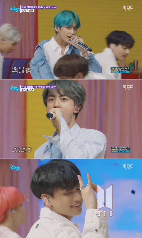 Group BTS topped Show! Music Core at the same time as comebackMBCs Show! Music Core broadcast on the 20th (hereinafter referred to as Show!In Music Core), BTS was portrayed as the new song Boy With Luv topping the red puberty and black pink.I am grateful that I can be number one with the album that came out for the Amies, and I am grateful that I seem to repay you again, said BTS leader RM.Thanks to you, I am happy every day. You are always happy and loving, Jin said.