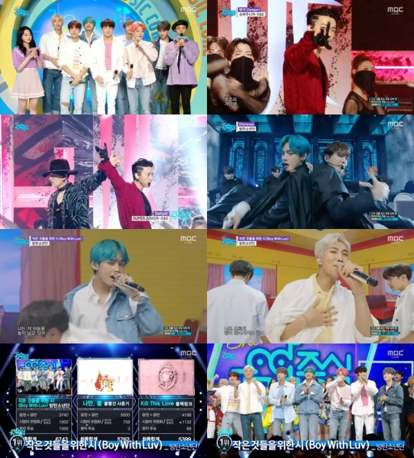 In MBC Show! Music Core, which was broadcast on the afternoon of the 20th, BTS, red puberty, and black pink played first place.The first trophy of the show, Show! Music Core, went to BTS. Thank you for being the number one album for the Amies.I am grateful that I seem to repay you like this. He said, I am happy because of Ami. Earlier, through the comeback stage, BTS presented two stages, Dionysus and Boy With Luv for Small Things.The comeback of Super Junior-D & E aimed at the heart of the elf with its unstoppable charm attracted attention.Super Junior-D&E set fire to fans minds through two songs: Gloomy and Danger.Finally, DreamNote delivered fresh energy through Hakuna Matata. Fans were soaked in the dream note stage of a sexy charm.The original team (1TEAM) of Trust Listeners was enthusiastic with the stage of Hateful VIBE which impressed with its musical dance skills, like a note that freely wanders over the Osunji.In addition, ENOi, hashtag, dragon, Stephanie, Hot Place, Bandit, and Kang Siwon appeared.Meanwhile, Show! Music Core is broadcast every Saturday at 3:30 pm.