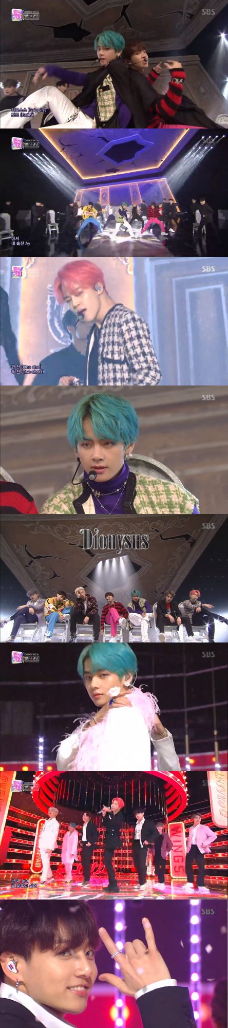 Group BTS caught the eye by showing a fantastic stage on SBS Inkigayo.BTS staged a comeback with two songs, Dionysus and Poetry for Small Things, on Inkigayo, which aired on the 21st.BTS, who had an interview before the stage, introduced the album directly: Its Amie itself, like a fan letter to Amie, RM said, expressing his love for fans.When asked if he wanted anything, Vue said, I told him it happened in the morning, but (the members) no one answered me.When asked what home was to BTS, the members gathered their mouths and shouted Ami.BTS came to the stage wearing luxurious and colorful costumes and drew cheers with its intense performance Dionysus.In the following Poetry for Small Things stage, the members appeared in black and white neat suits, applauded for their sophisticated choreography and emotional lyrics.Black Pink beat Chen and Red Puberty with Kill Dis Love, winning first place with a total score of 8163.The rankings were determined by combining music, SNS, viewer pre-voting, live broadcasting, and online music scores.On this day, Inkigayo featured BTS, Super Junior-D&E, Yongju, Holiday, Pentagon, Aizwon, Stray Kids, Momoland, Dia, Everglow, Dream Note, JBJ95, Bandit, Wonder Nine and Kang Siwon.