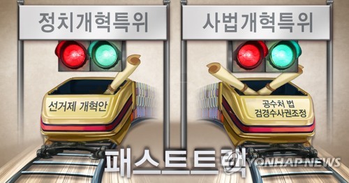 '선거법ㆍ공수처ㆍ검경수사권' 조정 패스트트랙 (PG) [정연주 제작] 일러스트