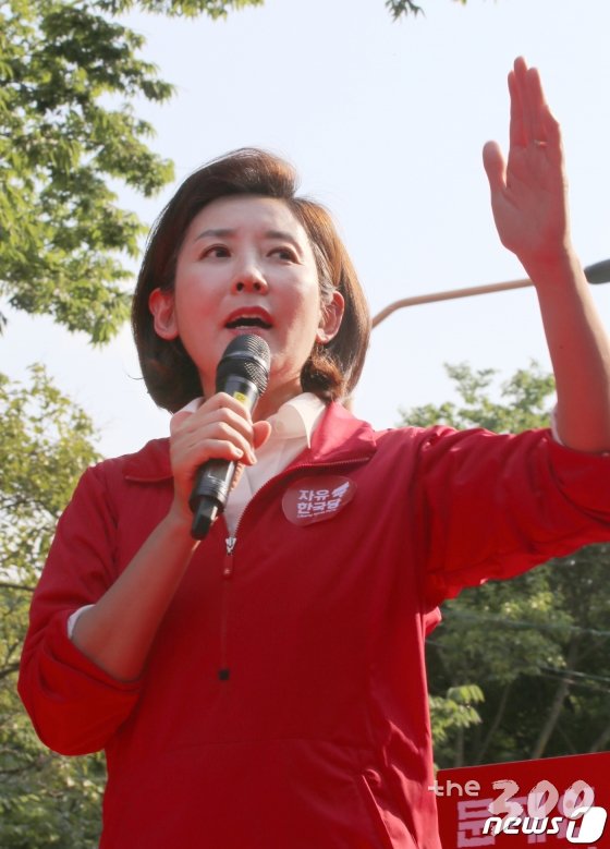 나경원 한국당 원내대표가 주말인 11일 대구 문화예술회관앞에서 열린 대규모 '文 STOP' 규탄집회에서 연설을 하고 있다. /사진=뉴스1