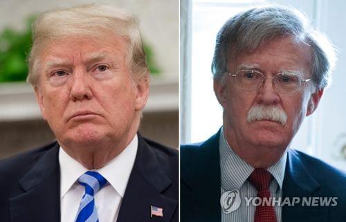 트럼프 대통령과 볼턴 보좌관 [AFP, AP=연합뉴스 자료사진]