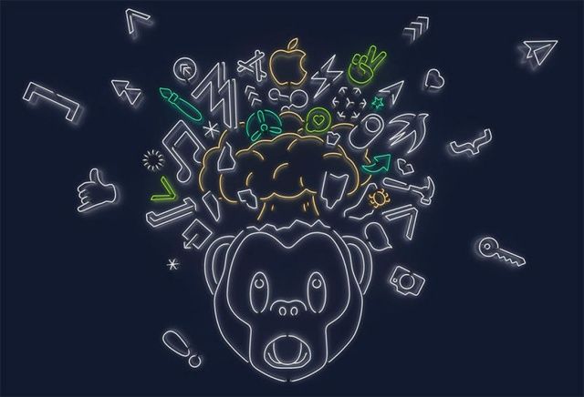 WWDC19 원숭이 애니모지 삽화. 맥프로 내용을 포함한다.