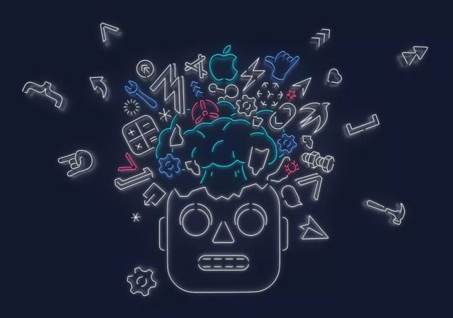 WWDC19 로봇 애니모지 삽화. iOS 내용을 포함한다.