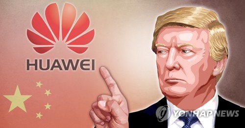 트럼프, 화웨이 등 중국 통신장비 사용금지 명령(PG) [이태호 제작] 사진합성·일러스트