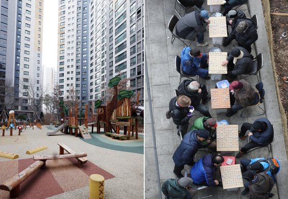 우리나라의 인구감소가 예상보다 빨리 시작할 것이라는 우려가 커지면서 인구 문제는 고용과 성장에도 악재로 여겨지고 있다. 일본은 이미 인력이 부족해 여성 고용, 시니어 고용 등 다방면으로 문제를 해결하고 있다. 사진은 서울의 한 텅 빈 놀이터(왼쪽)와 노인들로 붐비는 한 공원(오른쪽). [연합뉴스]