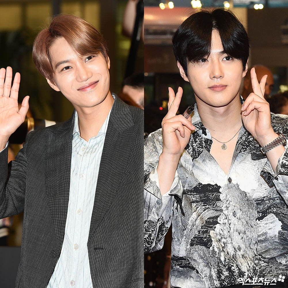 EXO Kai and Suho pose at the Red Carpet event of Netflixs popular original series Queen Story 3 held at Time Square in Yeongdeungpo, Seoul on the afternoon of the 20th.EXO Kai Visual Calling Close UpEXO Kai Finger Hearts with Caleb McLaughlinEXO Suho Prince of the cute rabbitEXO Suho with Gaten MatarazoCaleb McLaughlin - Kai - Gayton Matarazo - Suho weird meeting